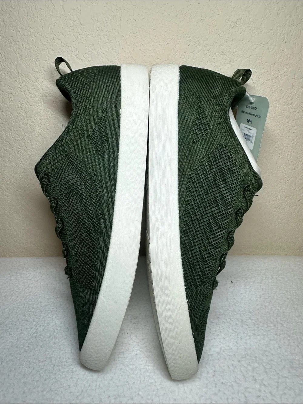 George Men's Olive Green Knit Lace-Up Sneakers with White Sole